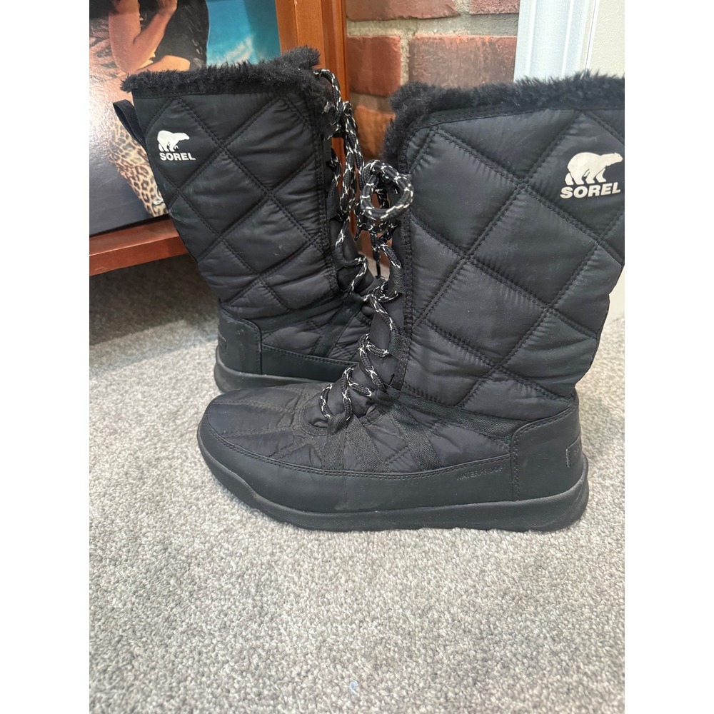 Sorel Whitney II Tall Lace Black Waterproof Winter Boots Womens 9.5
